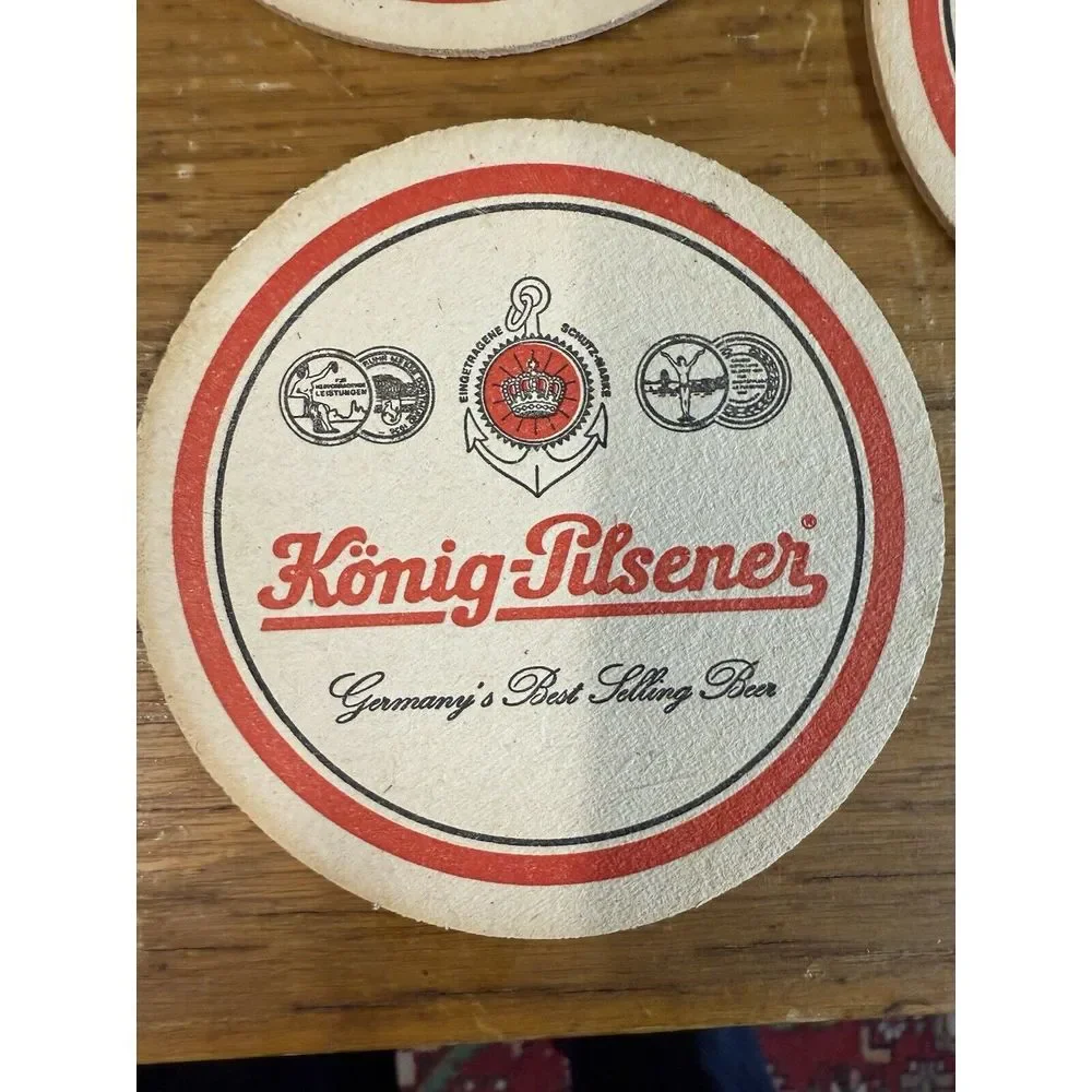 VINTAGE KONIG- PILSNER RARE 4 1/4 INCH‎ BEER COASTERS LOT OF 8